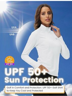 Woman’s plus Golf Polo UPF 50+ Long Sleeve 1/4 Zip Pullover Athletic Hiking 1122
